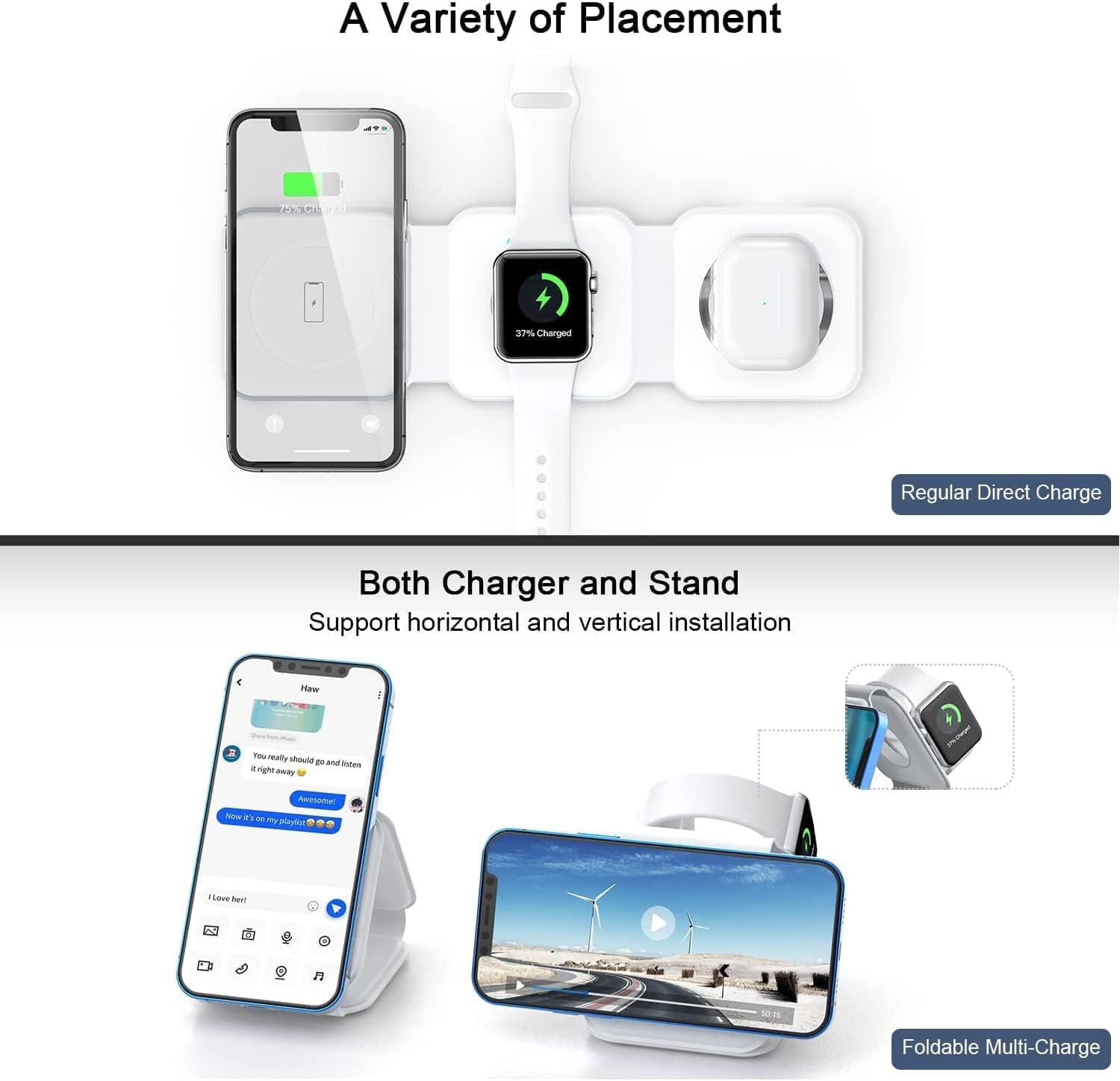 3- in -1 Wireless Charger Pad